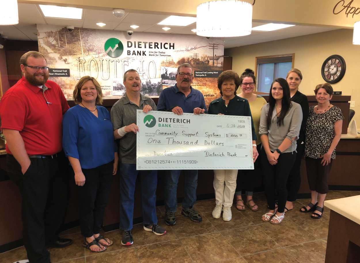 Dieterich Bank's check presentation to Community Support Systems