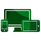 A mobile phone, desktop computer, and tablet digital branch icon and digital branch icon