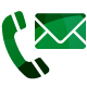 A phone and envelope customer care icon