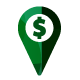 A location pin with a dollar sign