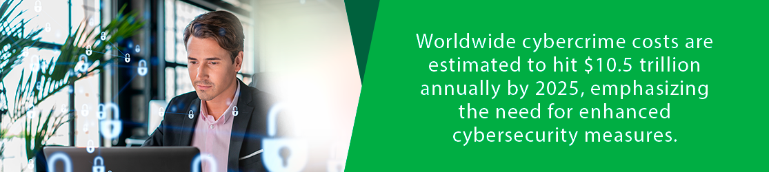 Worldwide cybercrime costs are estimated to hit $10.5 trillion annually by 2025, emphasizing the need for enhanced cybersecurity measures. 