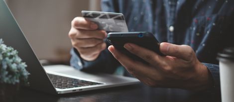 person doing online banking