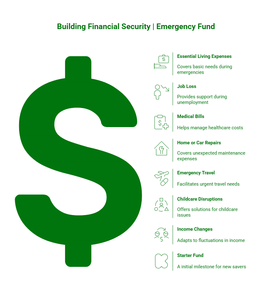Infographic showing the elements of a financial emergency fund.